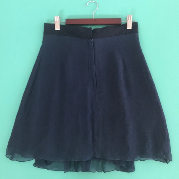 Peter Jensen chiffon bow pleated navy blue skirt - Picture 3 of 8